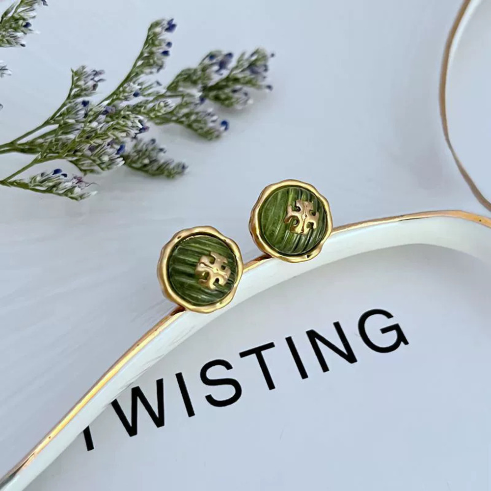 Tory Burch Green Resin Watermelon Half Circle Earrings